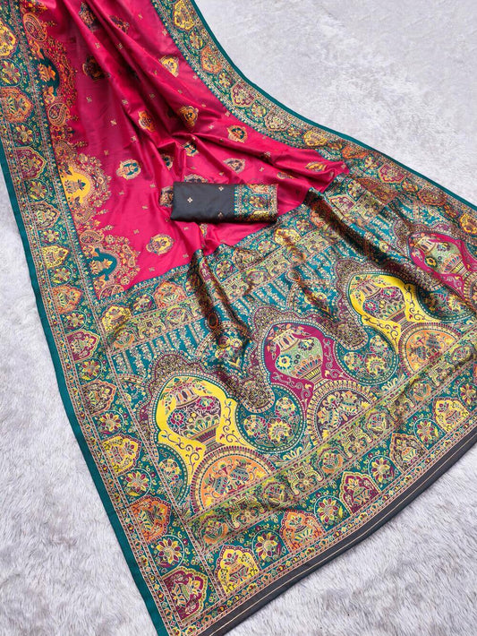 Panache Dark Pink Pashmina Saree With Incomparable Blouse Piece