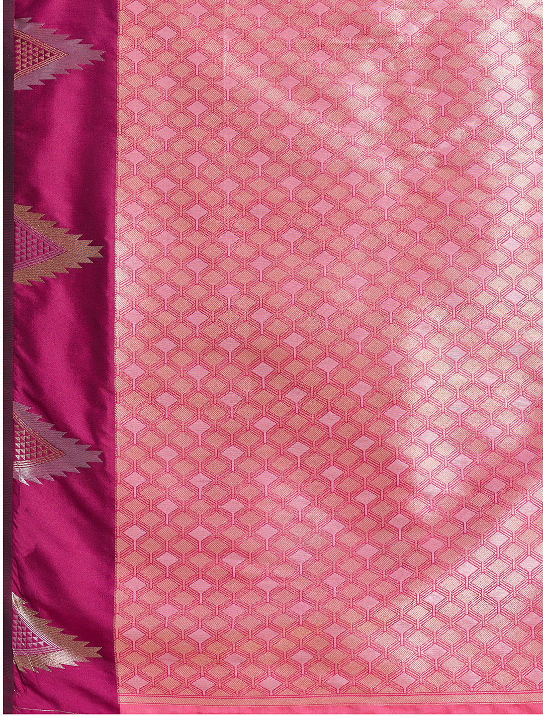Women's Pink & Magenta Soft Silk Woven Saree with Rich Zari Border