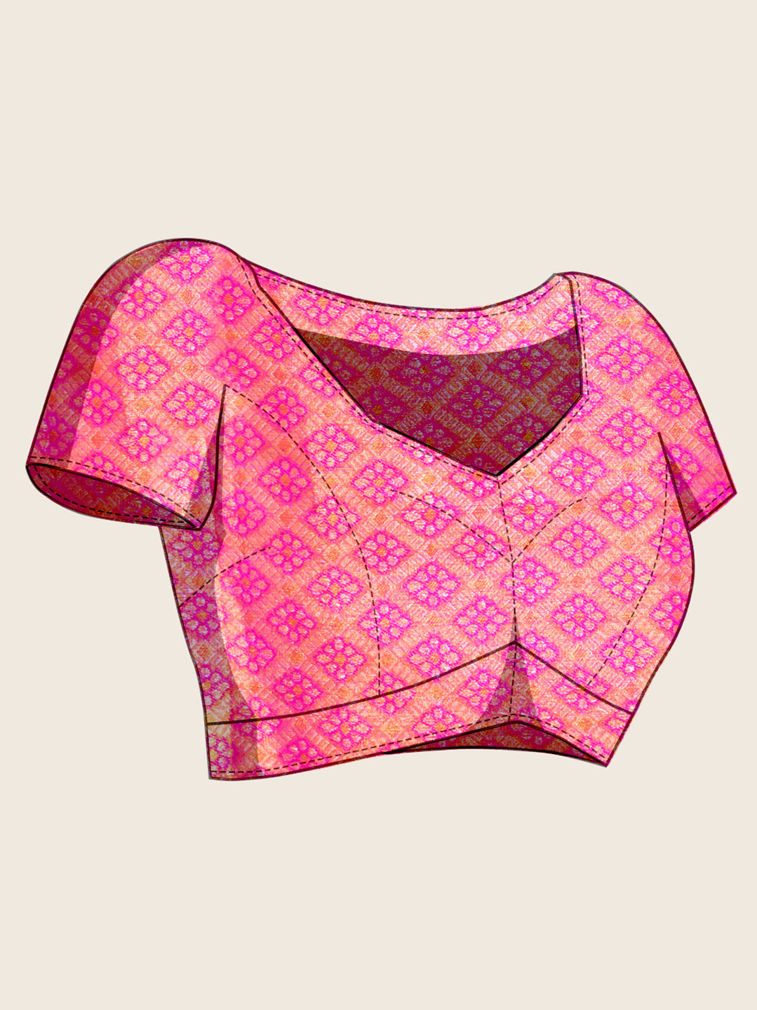 Women's Light Green & Rani Pink Banarasi Silk Saree with Rich Zari Weaving