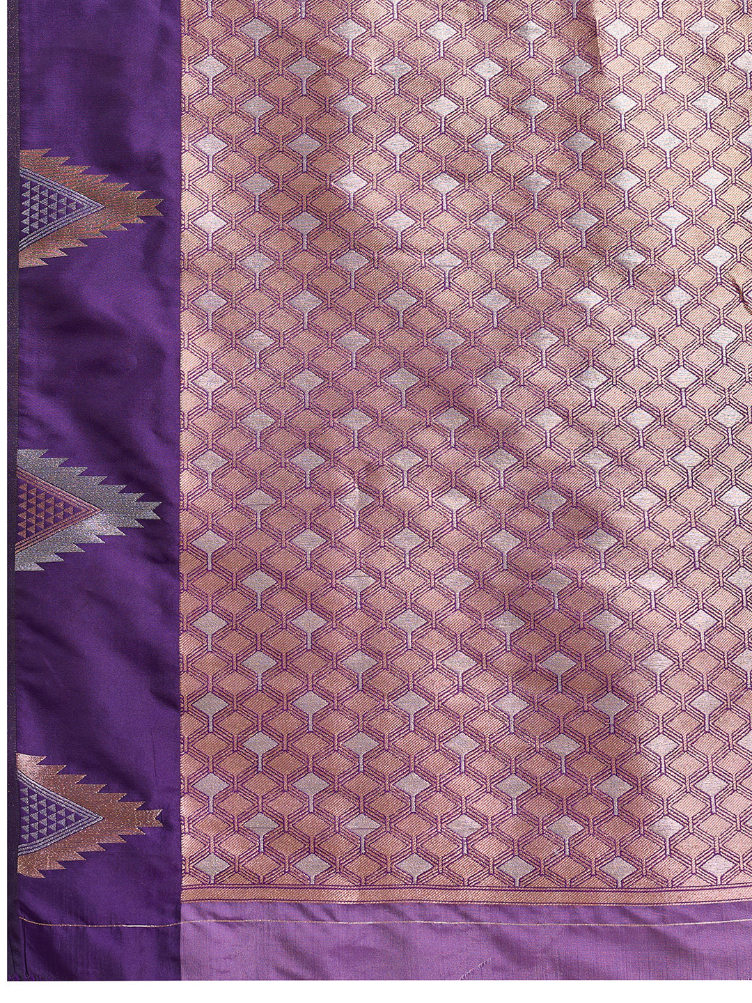 Women's Purple & Lavender Soft Silk Woven Saree with Rich Zari Border