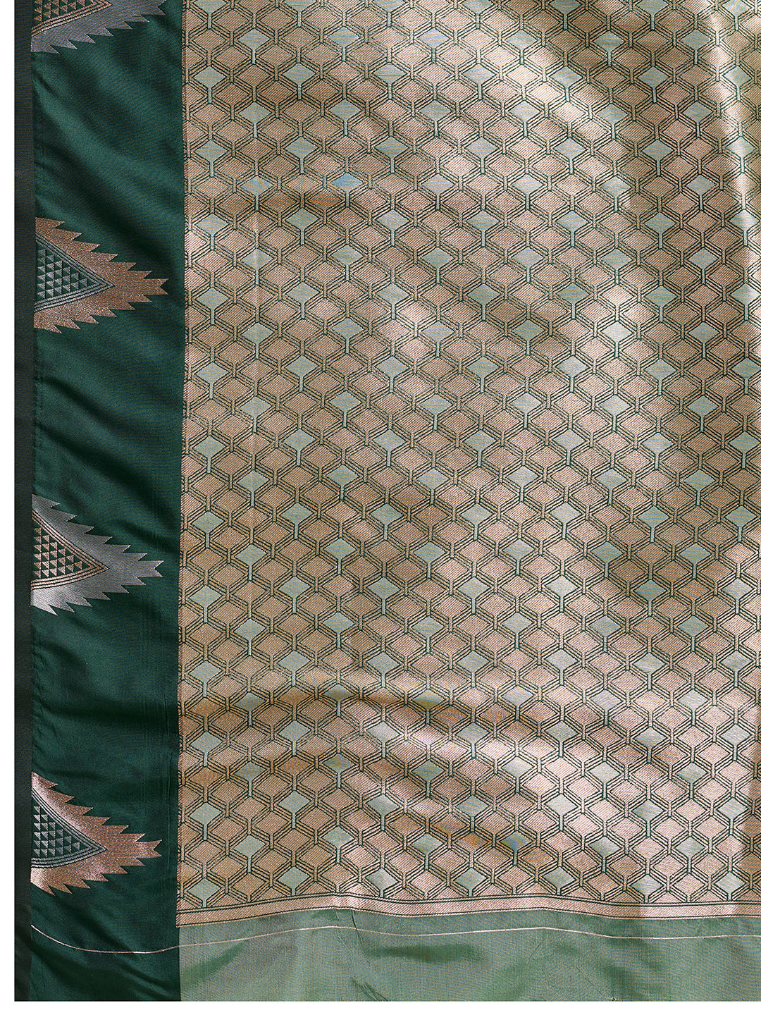 Women's Sea Green & Dark Green Soft Silk Woven Saree with Rich Zari Border