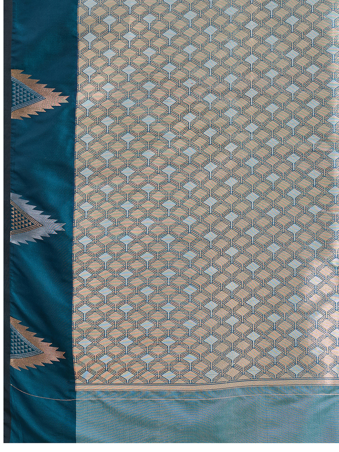 Women's Sky Blue & Teal Blue Soft Silk Woven Saree with Rich Zari Border