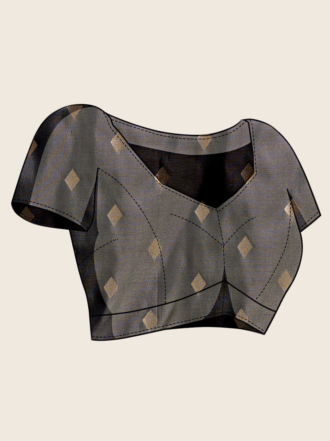 Women's Grey & Black Soft Silk Woven Saree with Rich Zari Border