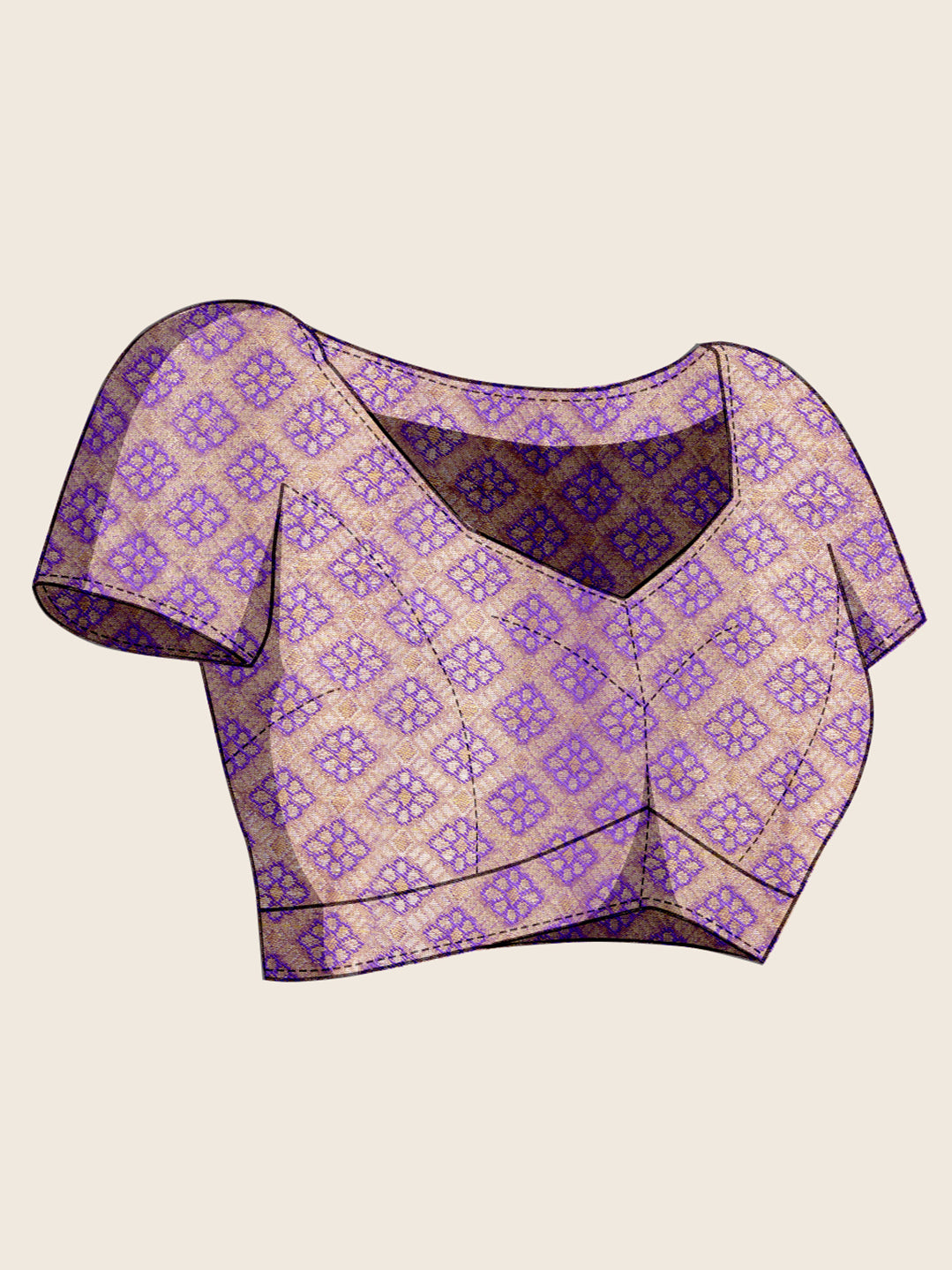 Women's Gold & Purple Banarasi Silk Saree with Rich Zari Weaving