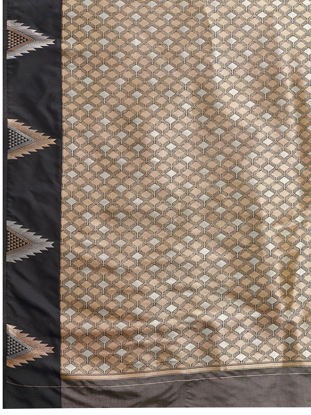 Women's Grey & Black Soft Silk Woven Saree with Rich Zari Border