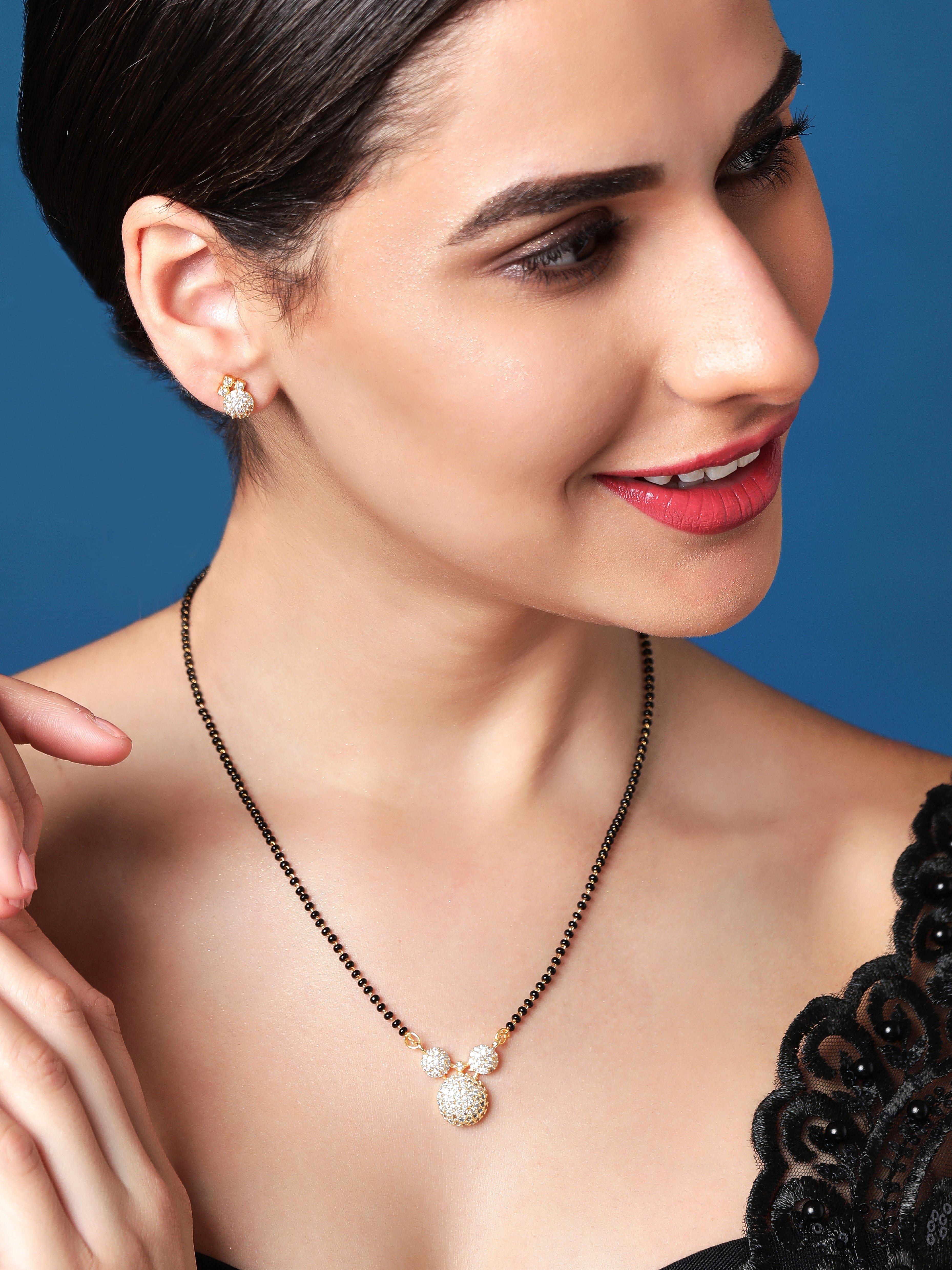 American Diamond Zirconia Mangalsutra Pendant Set