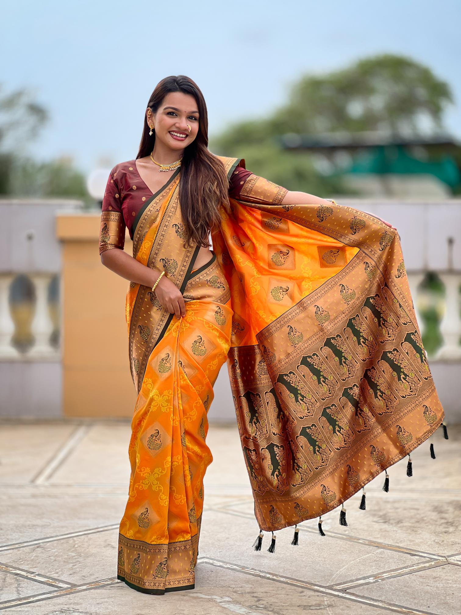 Premium Mustard Yellow Banarasi Silk Saree for Women