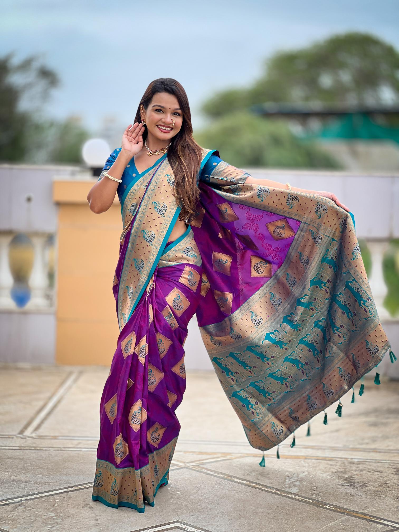 Premium Purple Banarasi Silk Saree for Women