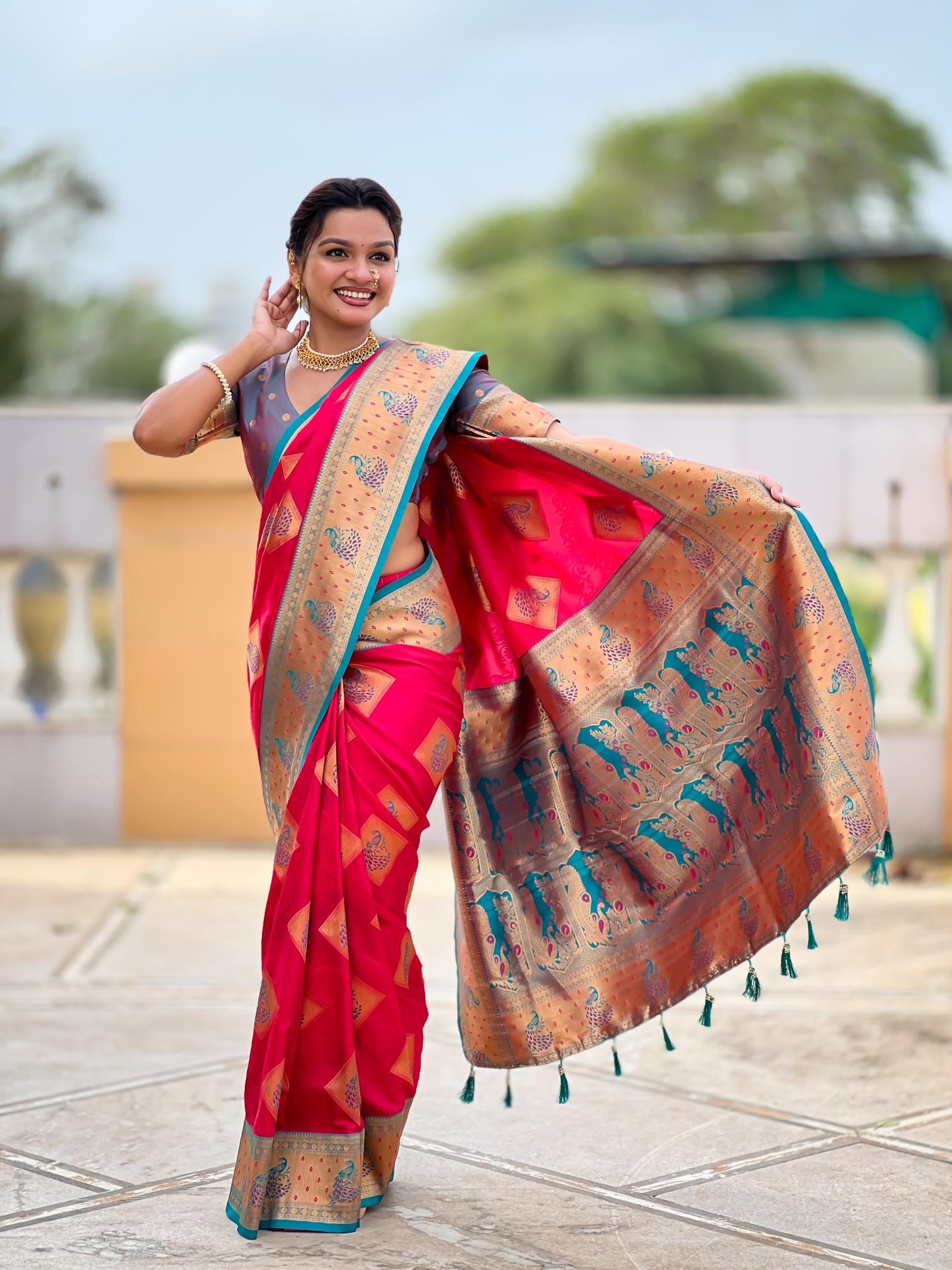 Premium Rani Pink Banarasi Silk Saree for Women