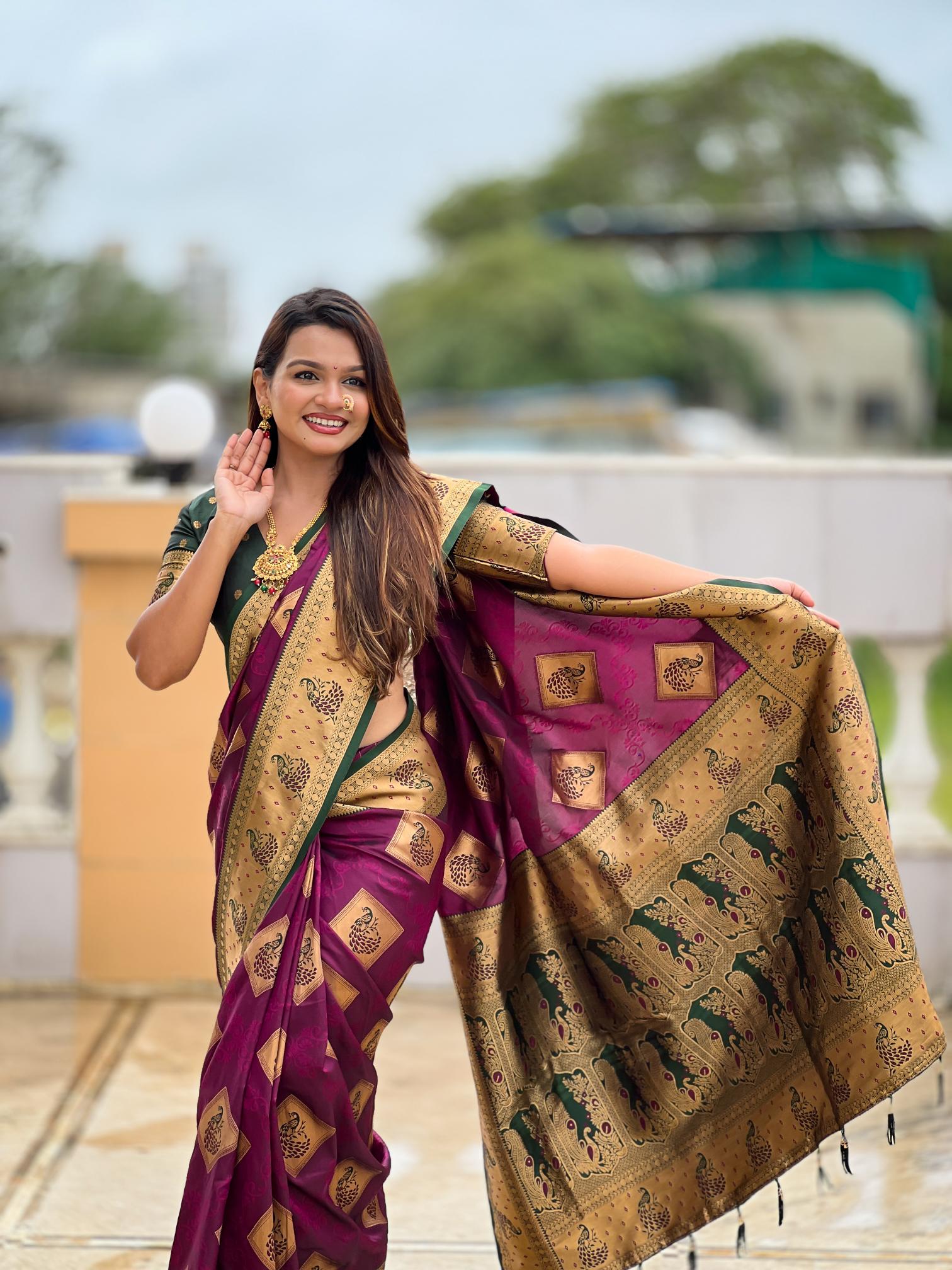 Premium Magenta Banarasi Silk Saree for Women