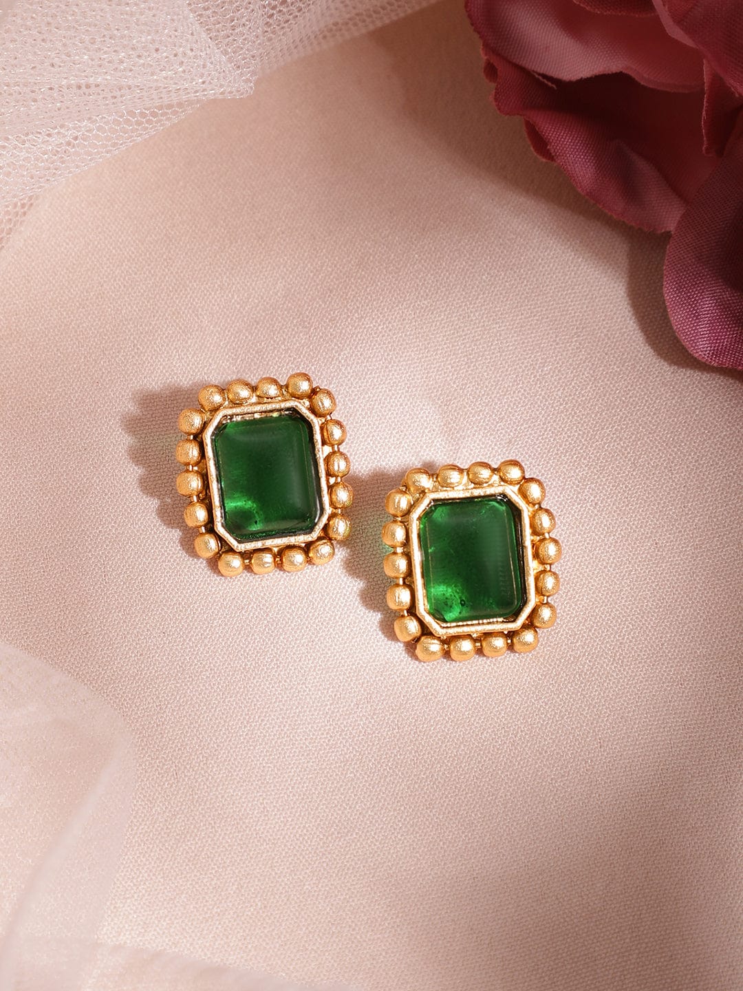 Timeless Green Gold Plated Short Necklace Set