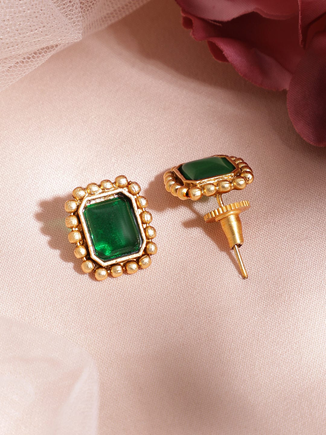 Timeless Green Gold Plated Short Necklace Set