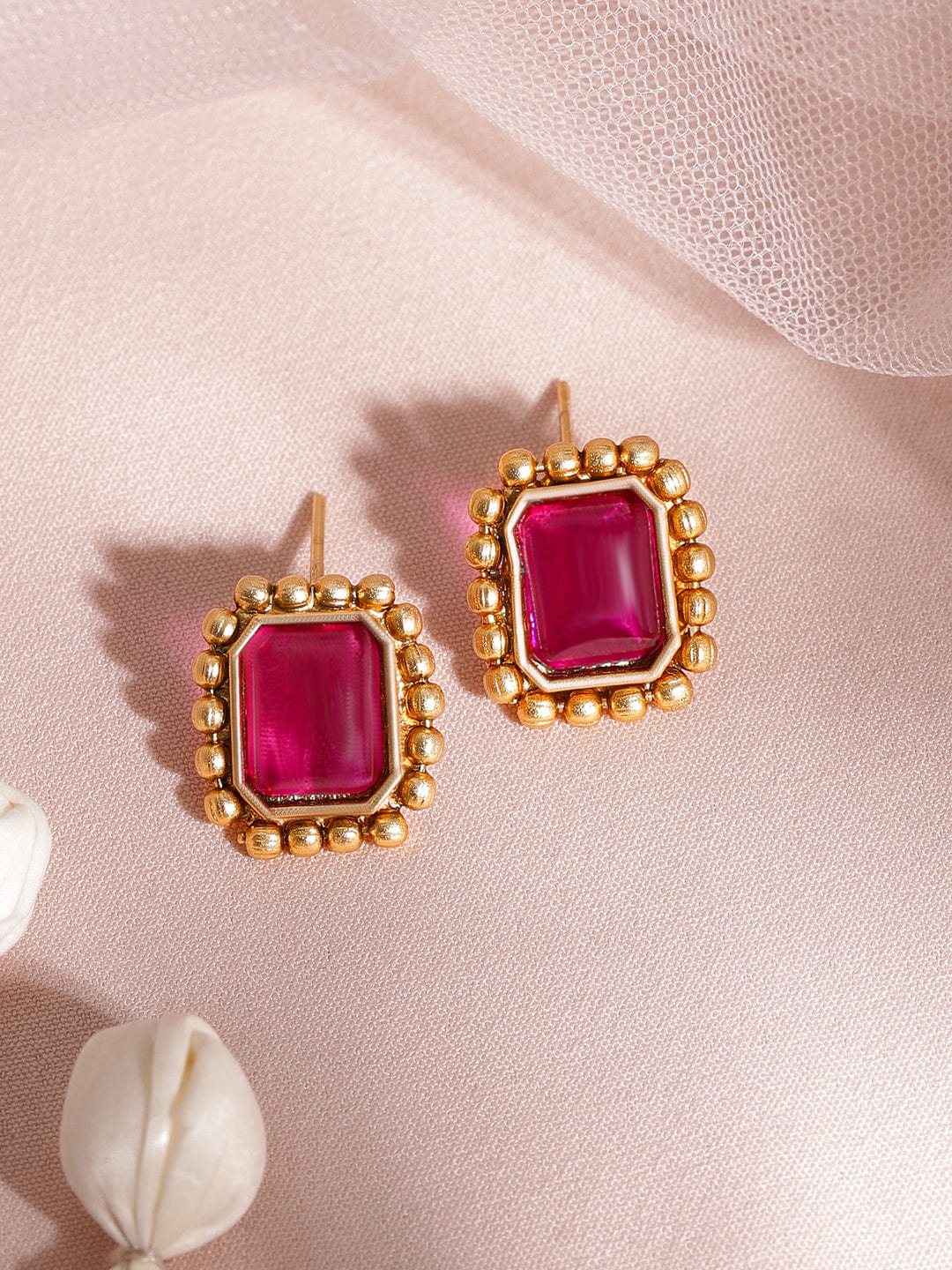 Chic Red Gold Plated Short Necklace Set