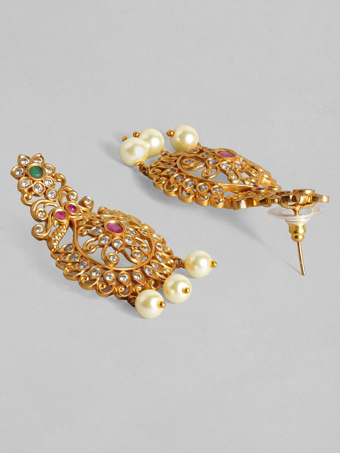 Wentra Gold-Toned Stone-Studded Handcrafted Jewellery Set