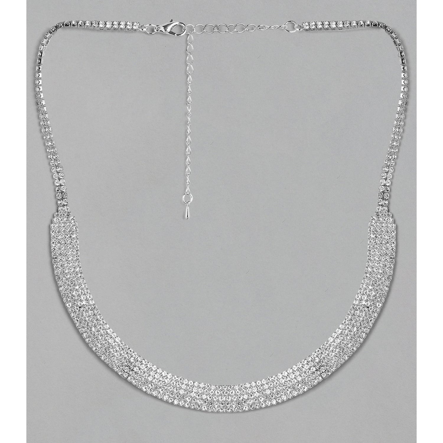 Wentra Silver Toned Handcrafted Rhinestone Necklace