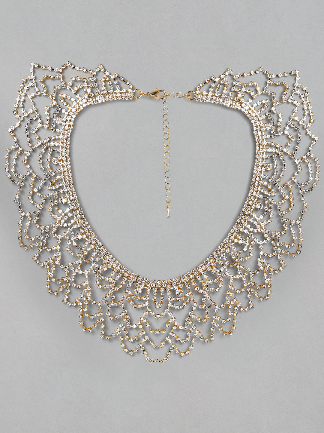 Wentra Gold Toned Handcrafted Zircon Stone Necklace