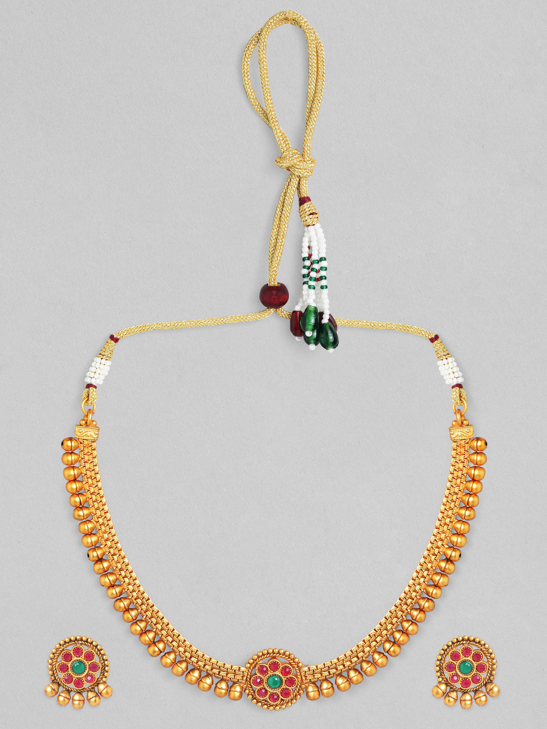 Wentra 24K Gold Plated Handcrafted Collar Neckline Necklace Set