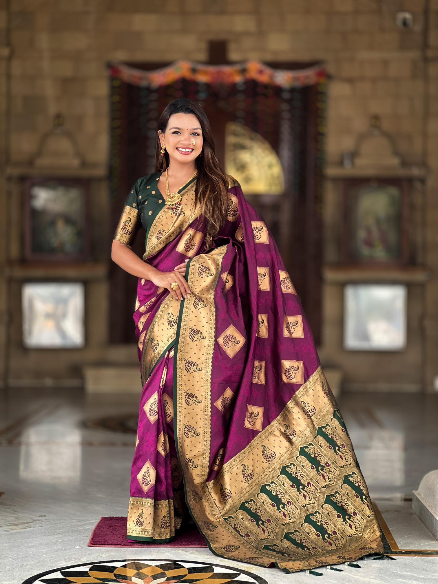 Premium Magenta Banarasi Silk Saree for Women