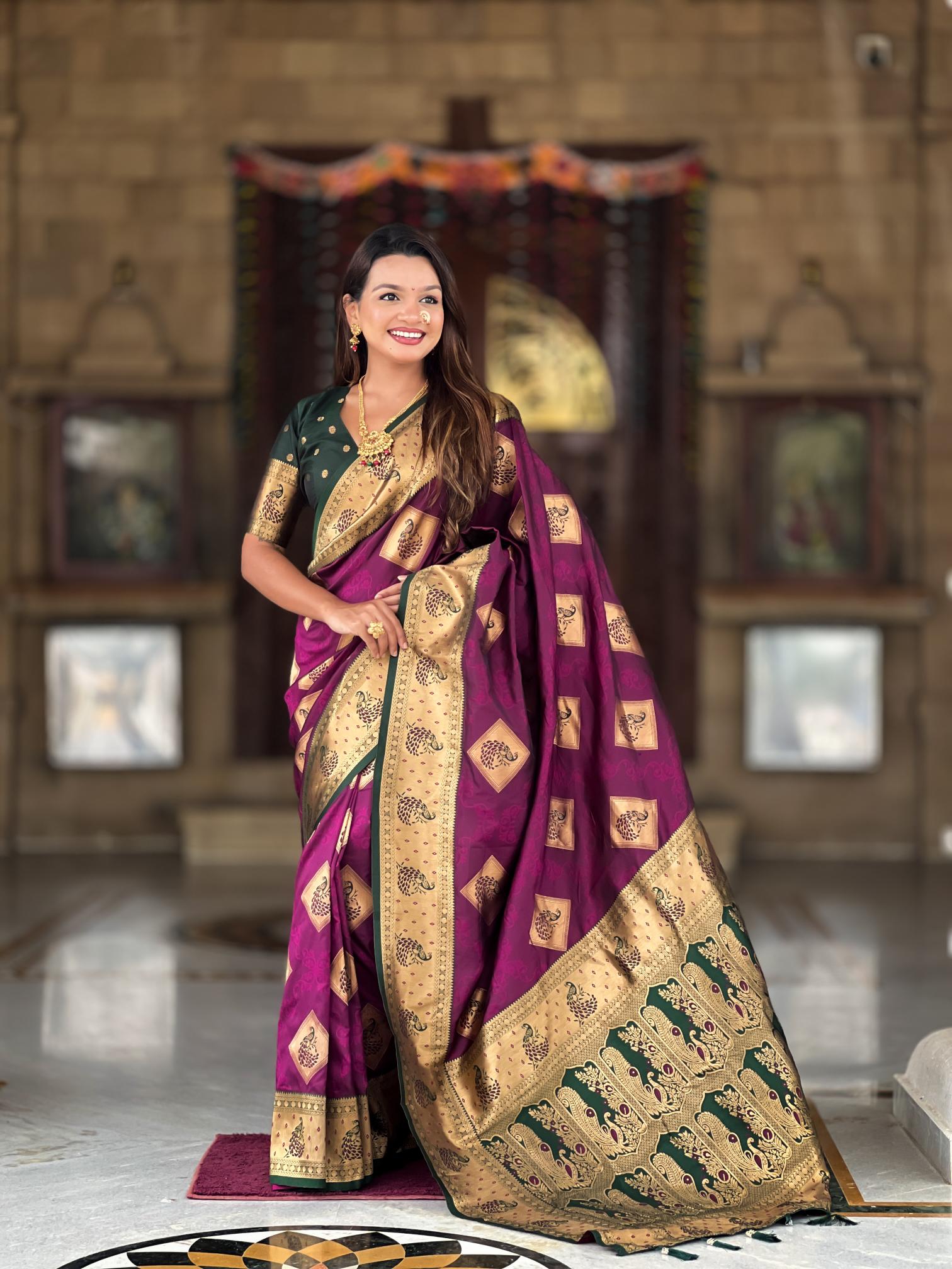 Premium Magenta Banarasi Silk Saree for Women