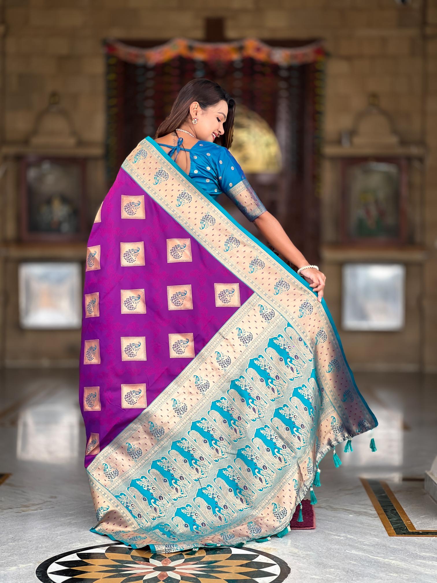Premium Purple Banarasi Silk Saree for Women