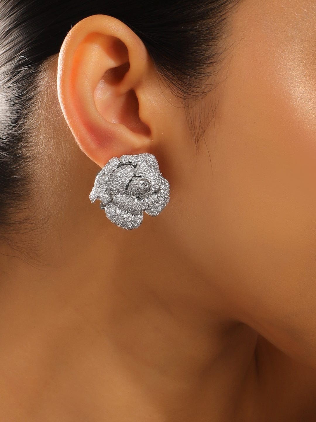 3D Rose Sparkle Studs