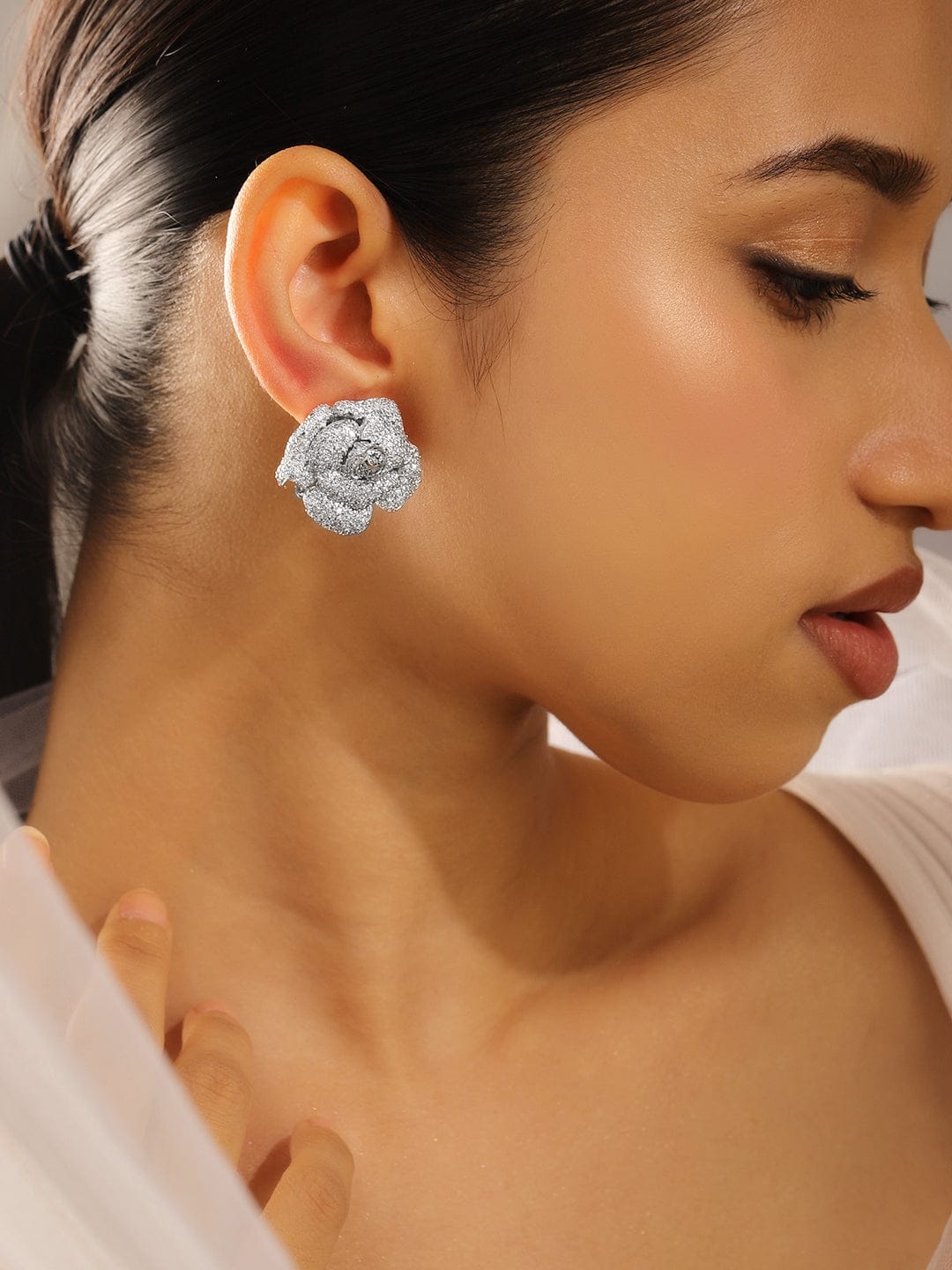 3D Rose Sparkle Studs