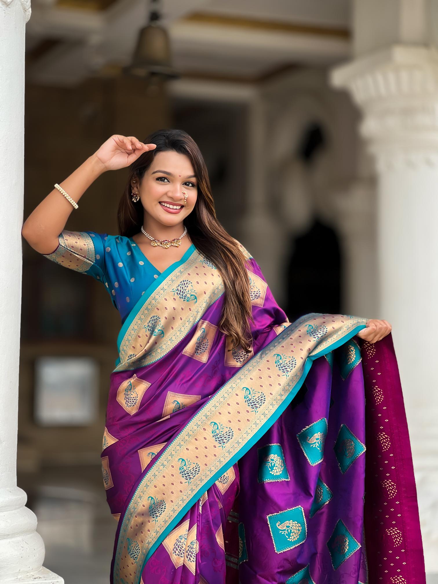 Premium Purple Banarasi Silk Saree for Women