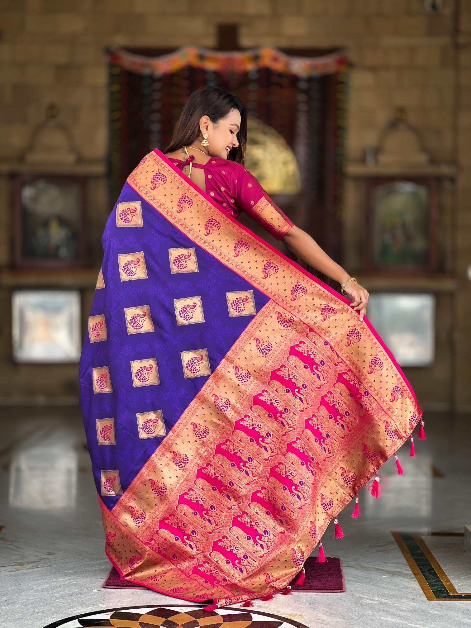 Premium Royal Purple Banarasi Silk Saree for Women