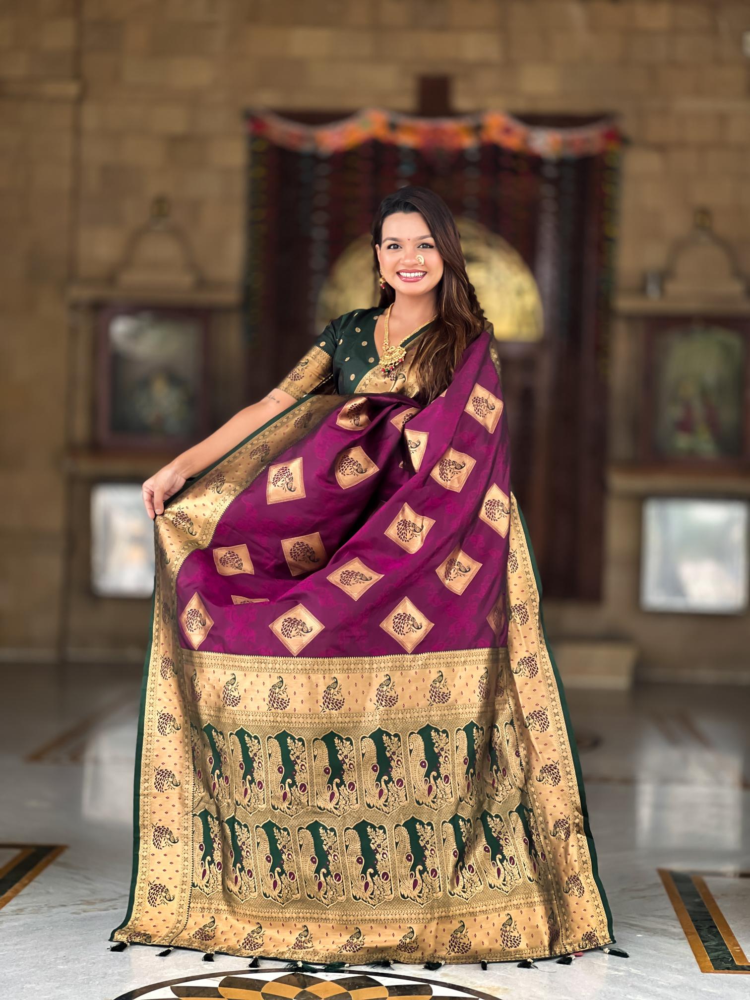 Premium Magenta Banarasi Silk Saree for Women