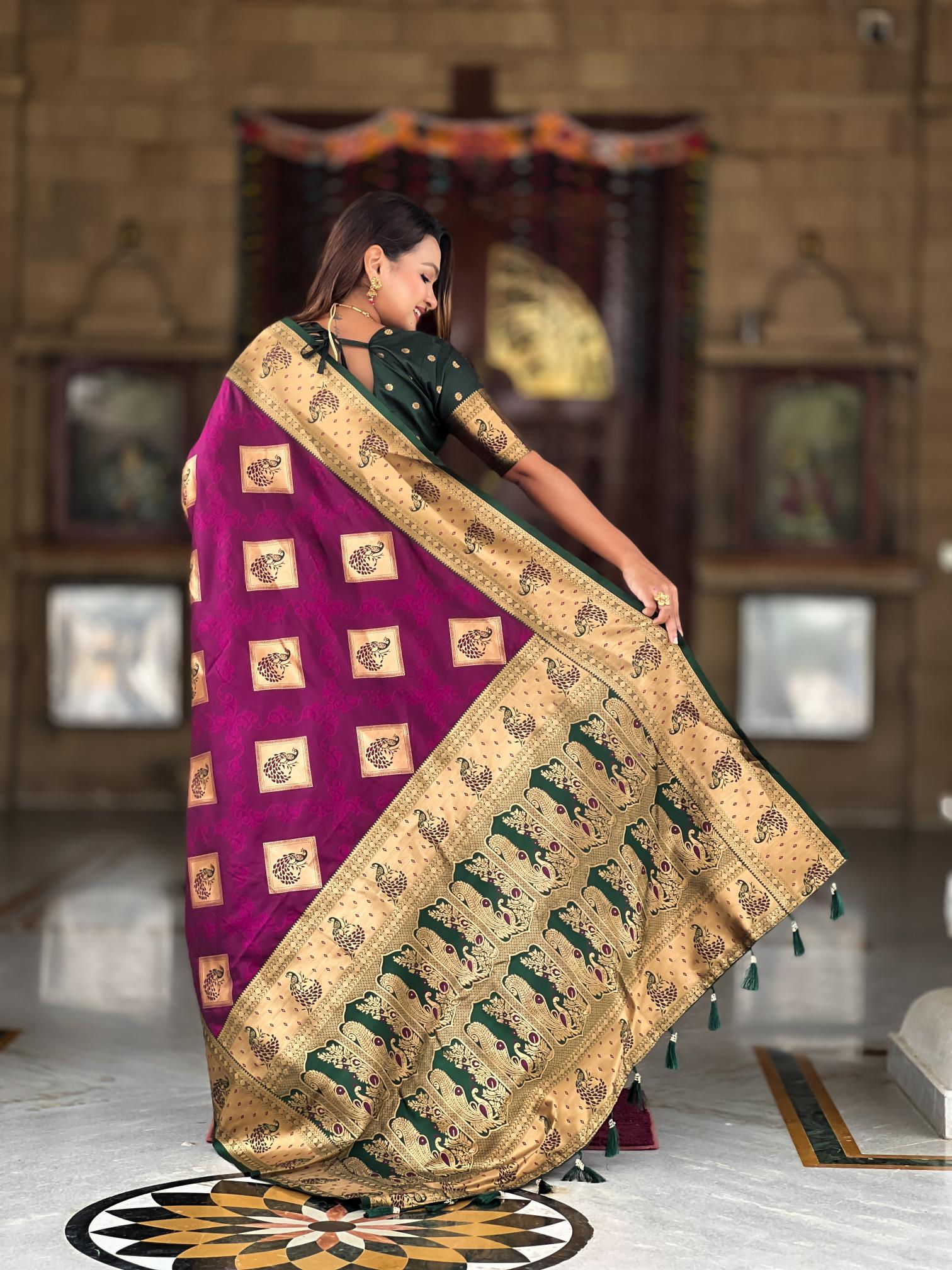 Premium Magenta Banarasi Silk Saree for Women