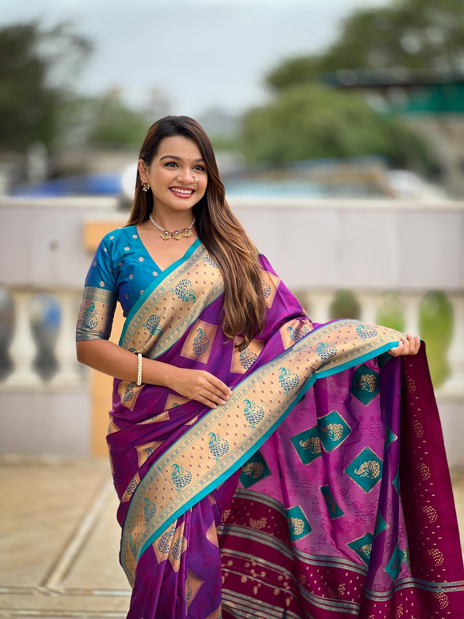 Premium Purple Banarasi Silk Saree for Women