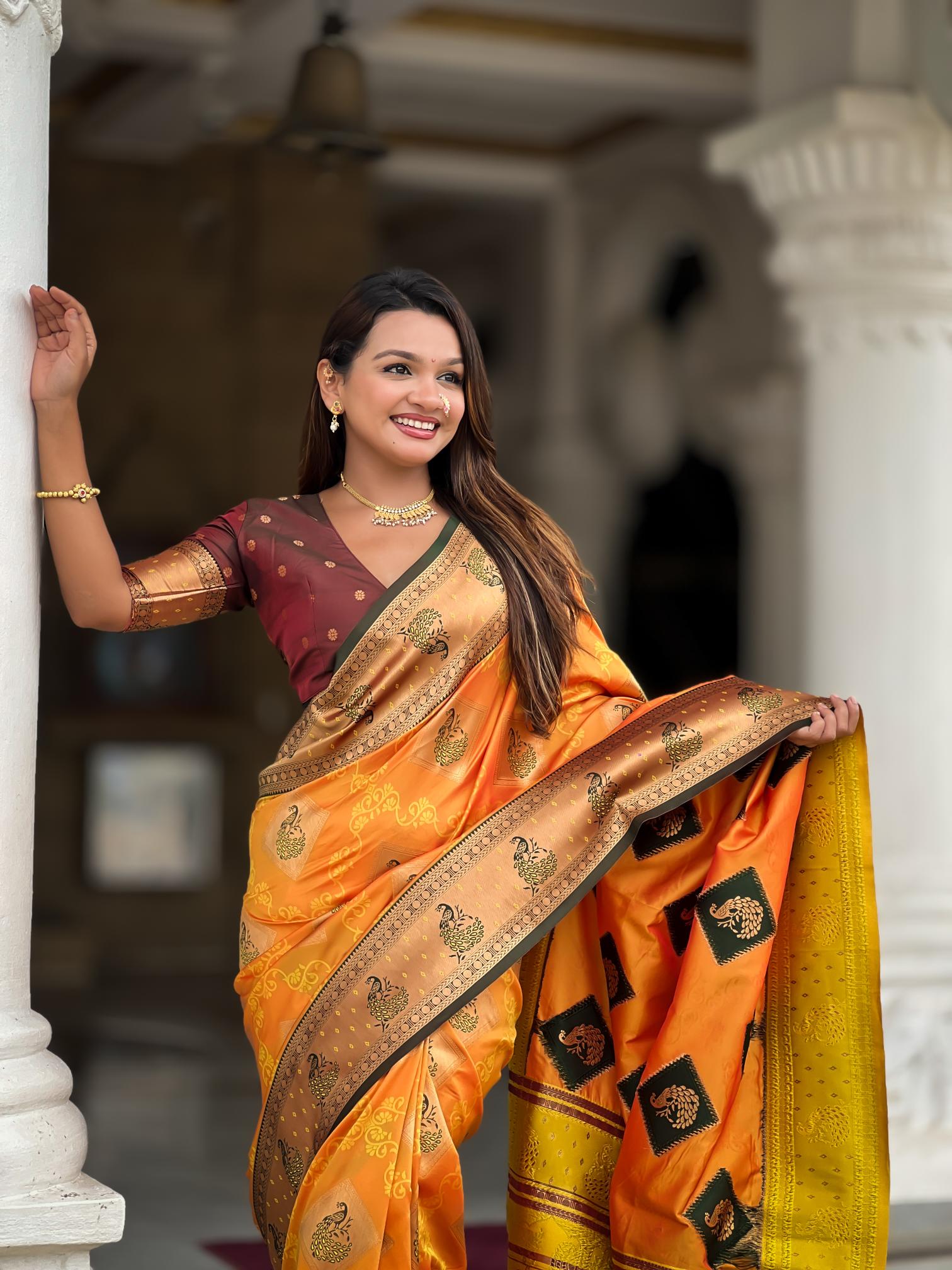 Premium Mustard Yellow Banarasi Silk Saree for Women