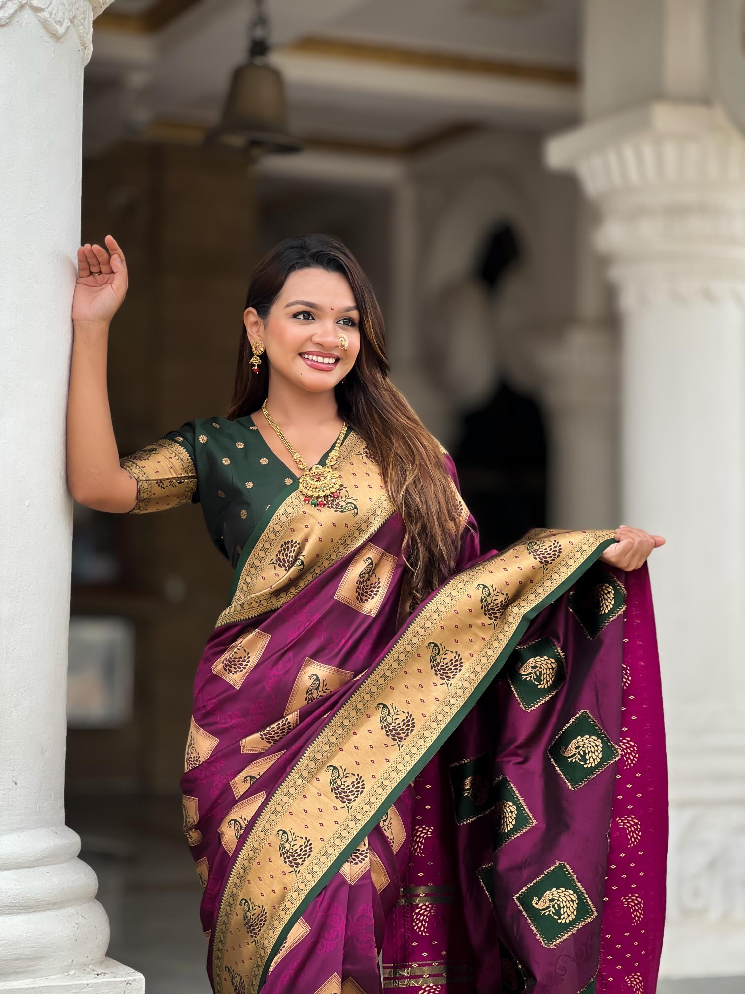 Premium Magenta Banarasi Silk Saree for Women