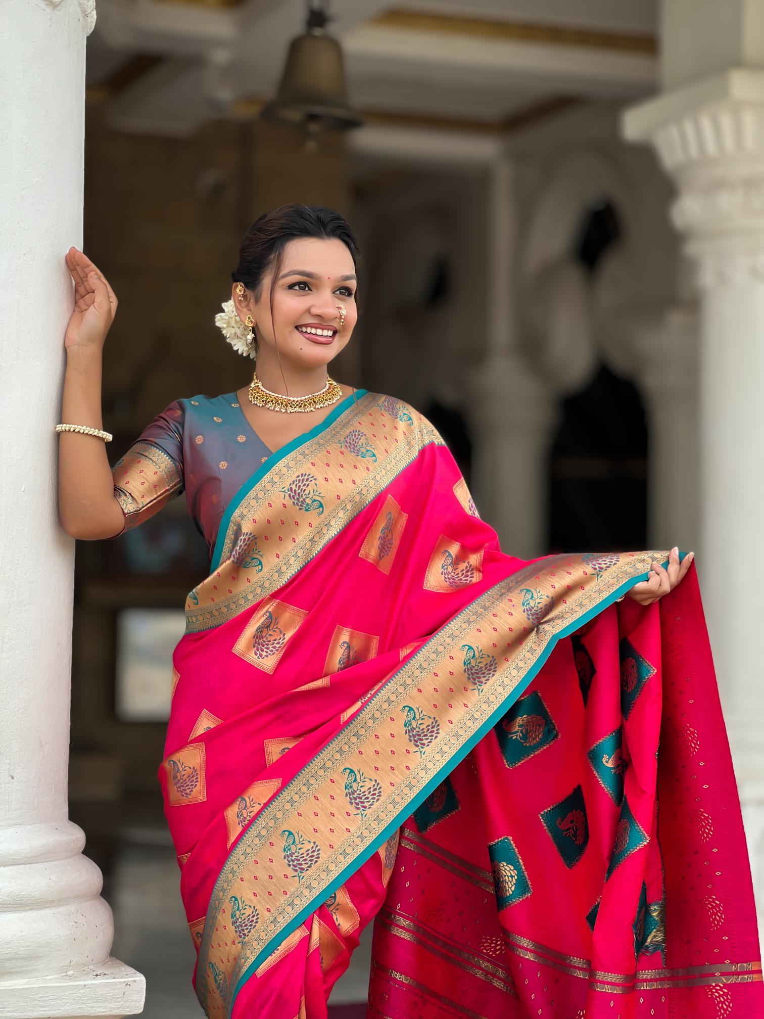 Premium Rani Pink Banarasi Silk Saree for Women