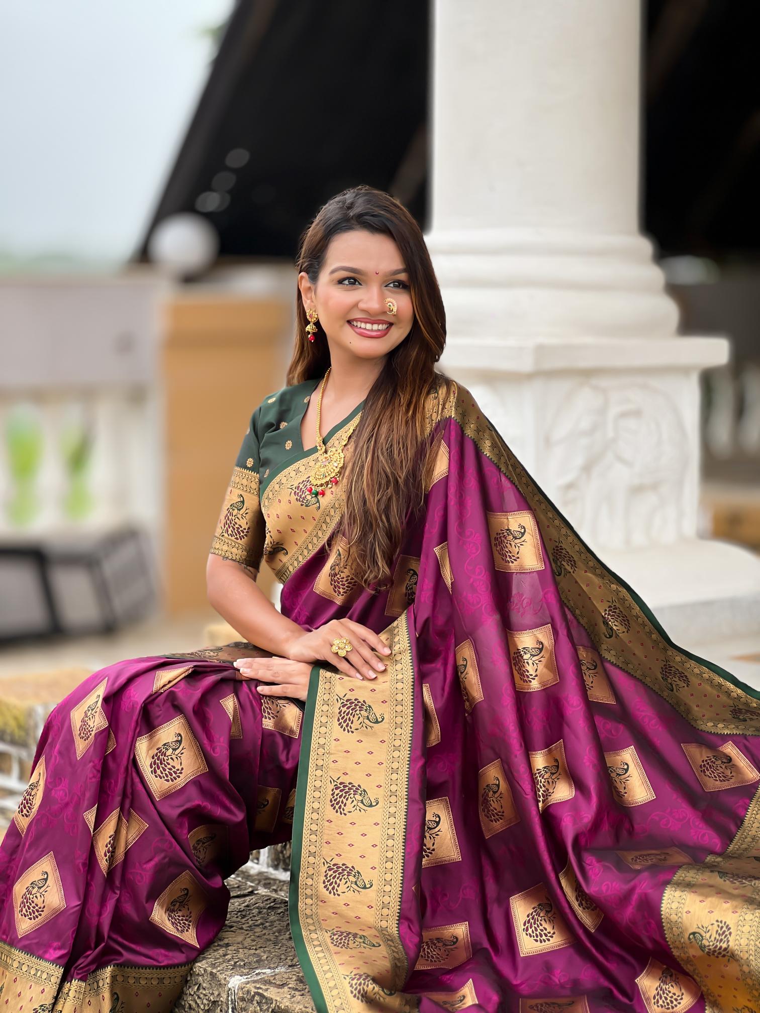 Premium Magenta Banarasi Silk Saree for Women
