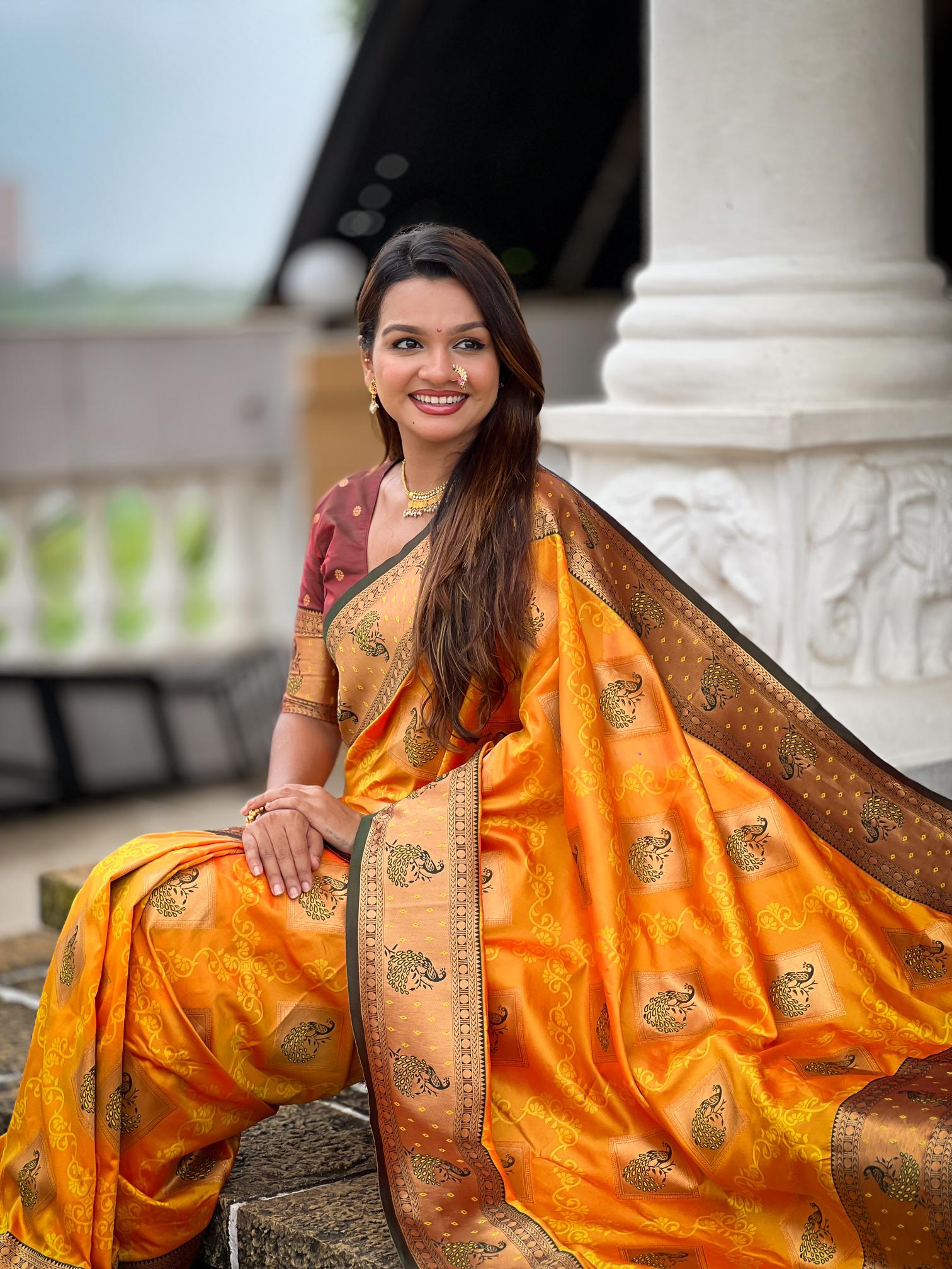 Premium Mustard Yellow Banarasi Silk Saree for Women