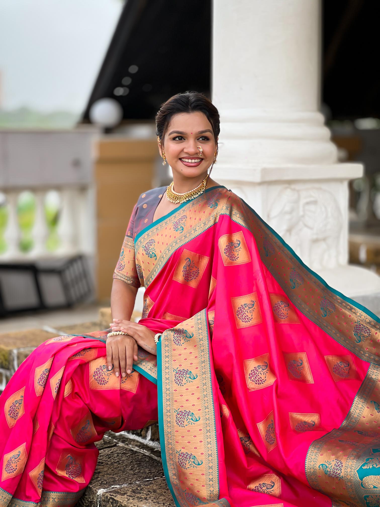 Premium Rani Pink Banarasi Silk Saree for Women