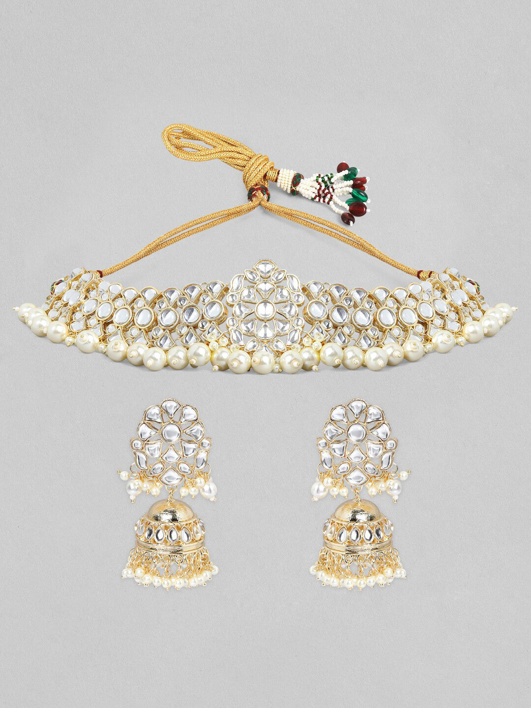 Wentra Gold Plated Festive Kundan Necklace Set