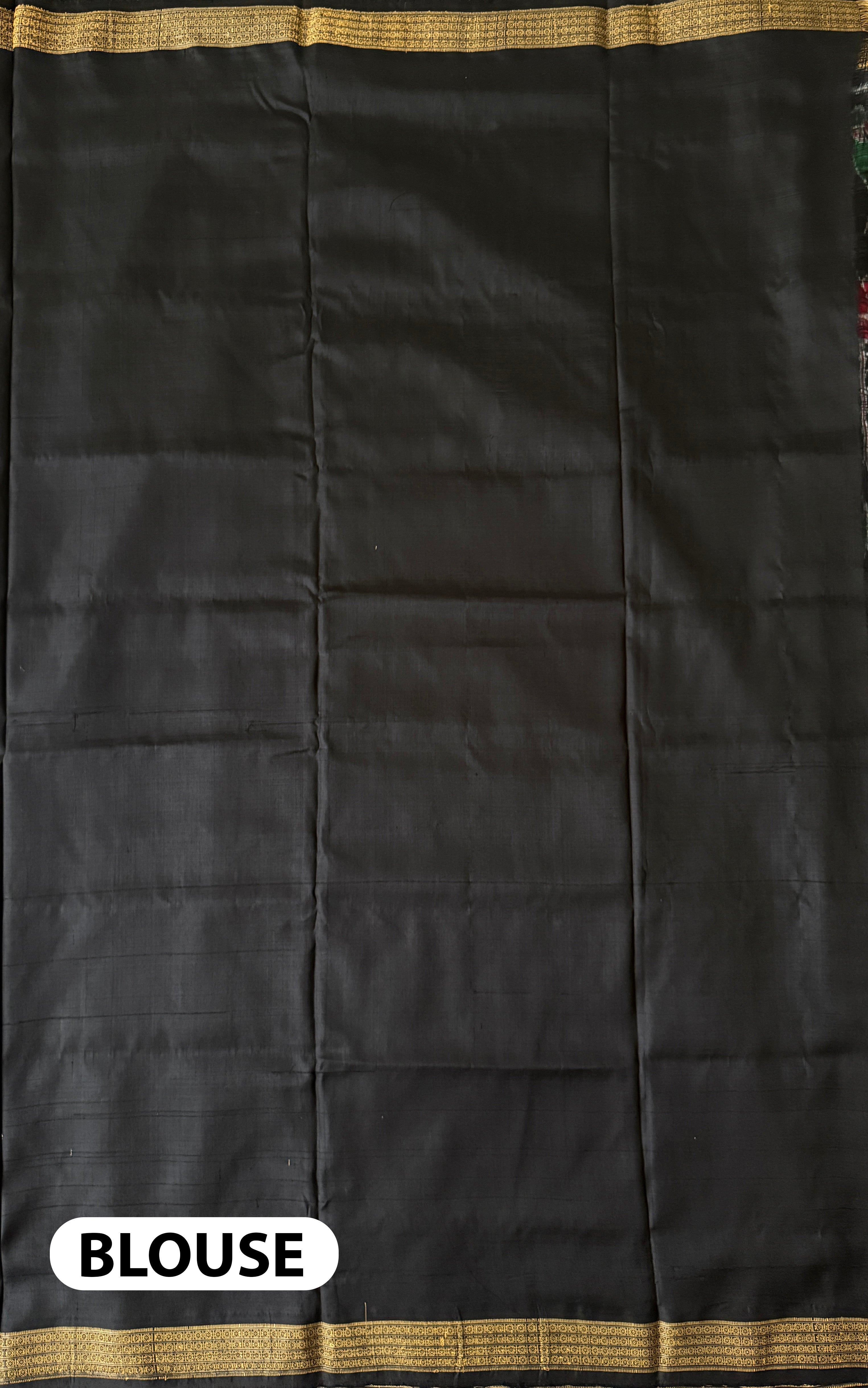 Black Pure Silk Handloom Khandua Patta Saree with Parrot and Lotus Motifs