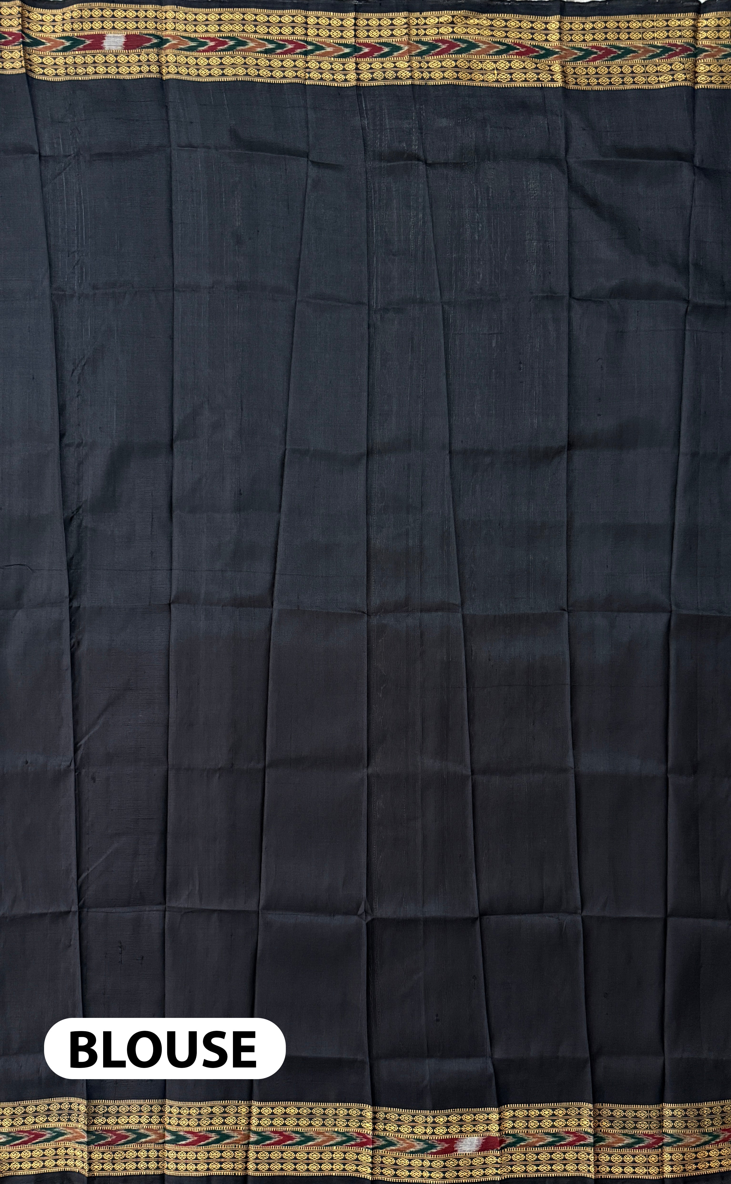 Black Pure Silk Handloom Khandua Patta Saree with Sankha Pattern