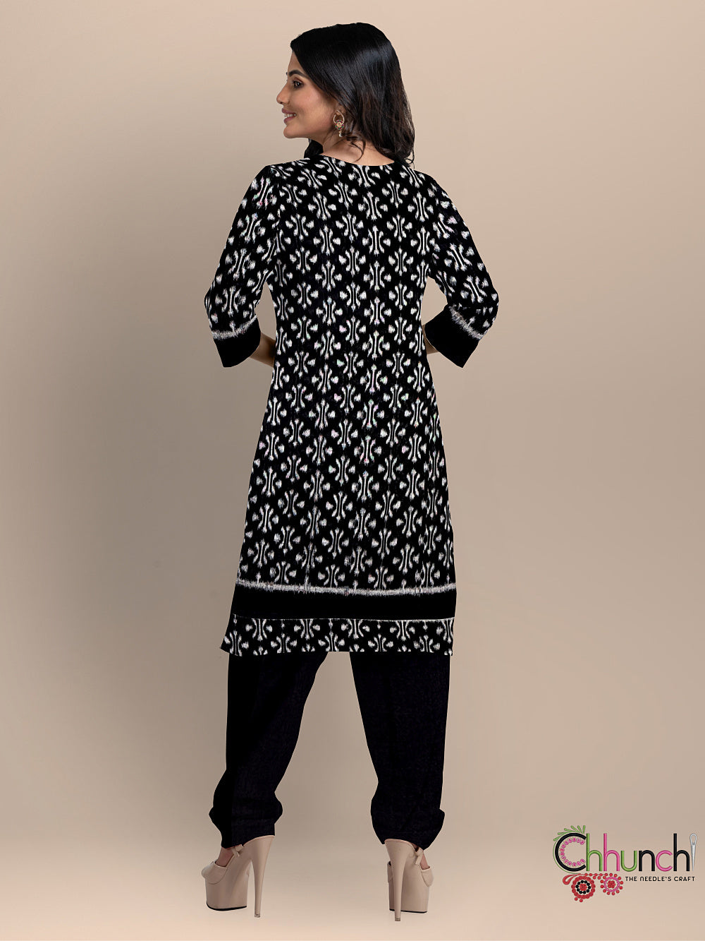 Black and Magenta Sambalpuri Handloom Cotton Dress Material