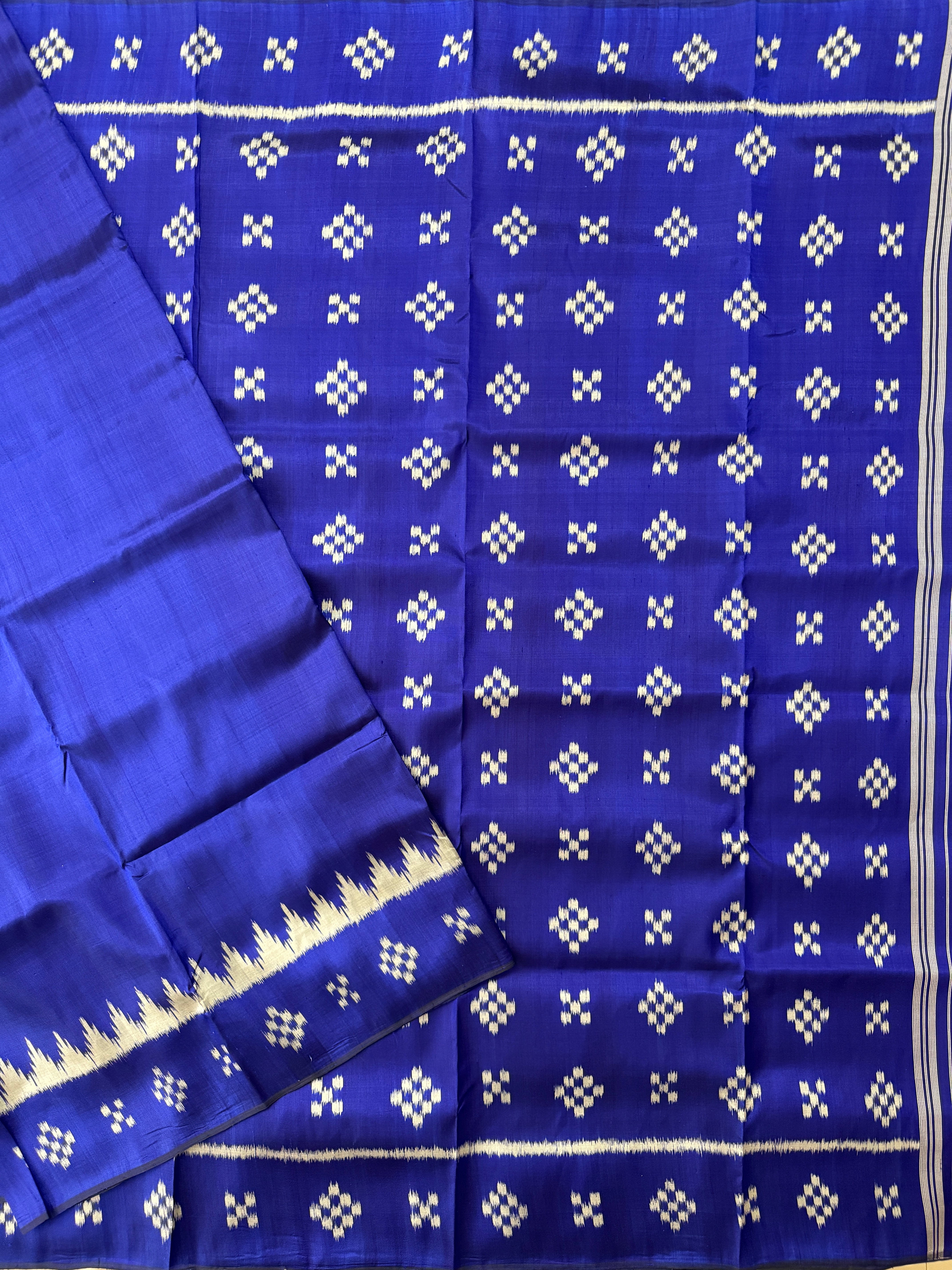Blue Pure Silk Handloom Khandua Patta Saree with Pasapalli Design