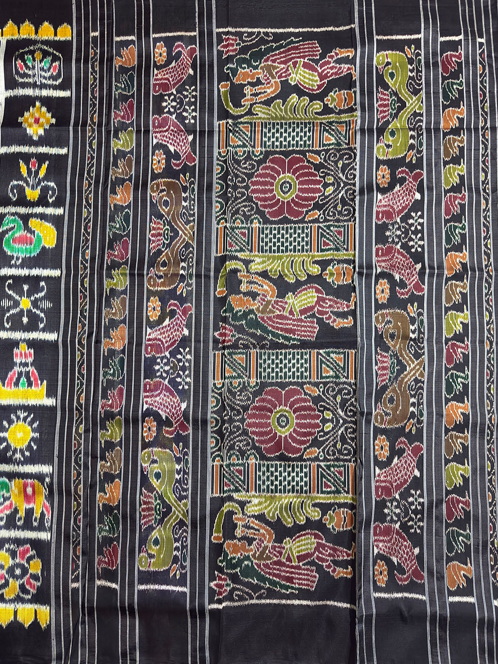 Blue and Black Nabakothi Pure Silk Handloom Khandua Patta Saree