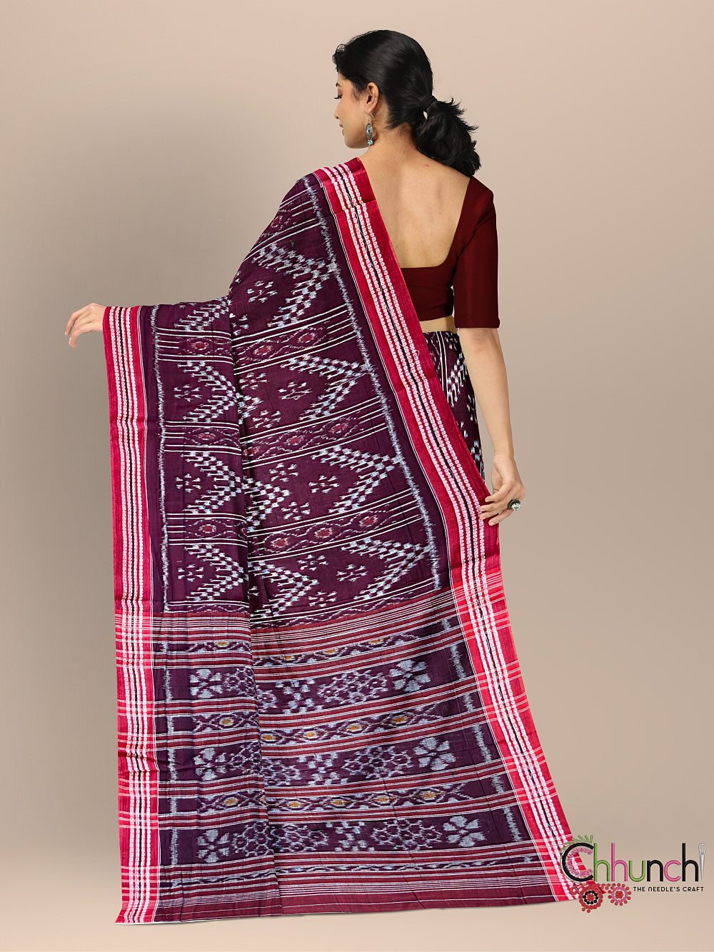 Brown Pasapalli design Handloom Cotton Sambalpuri Saree