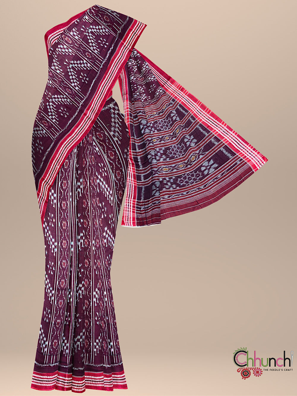 Brown Pasapalli design Handloom Cotton Sambalpuri Saree