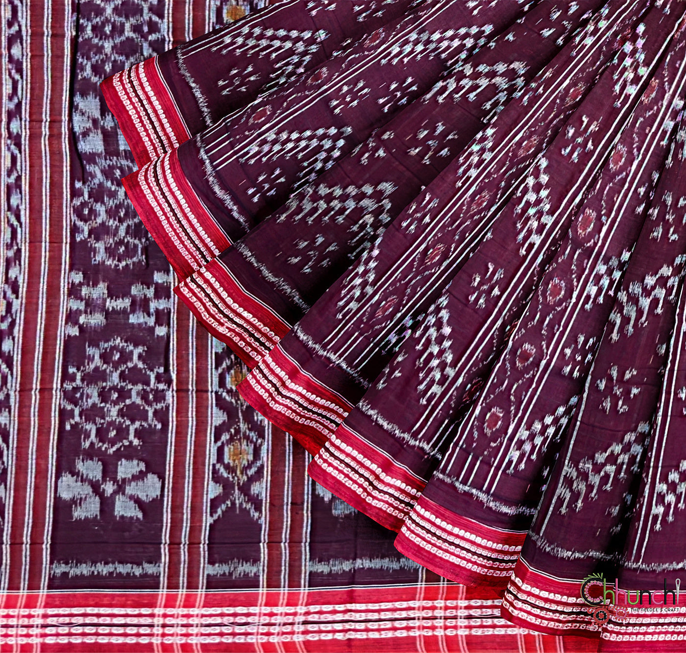 Brown Pasapalli design Handloom Cotton Sambalpuri Saree