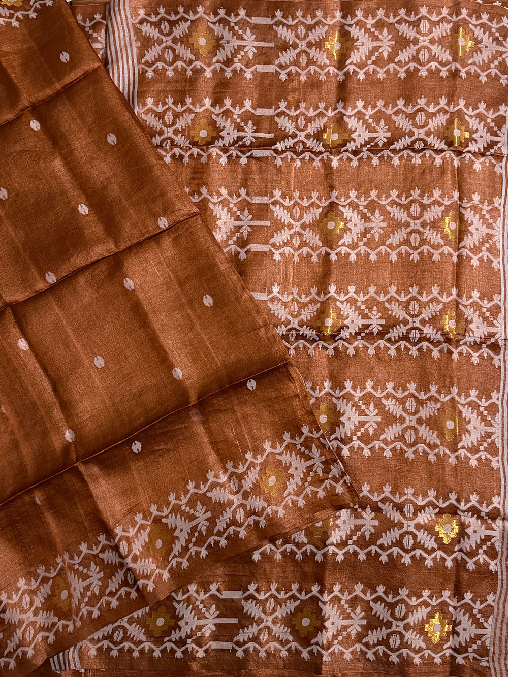 Brown Pure Silk Tussar Handloom Saree