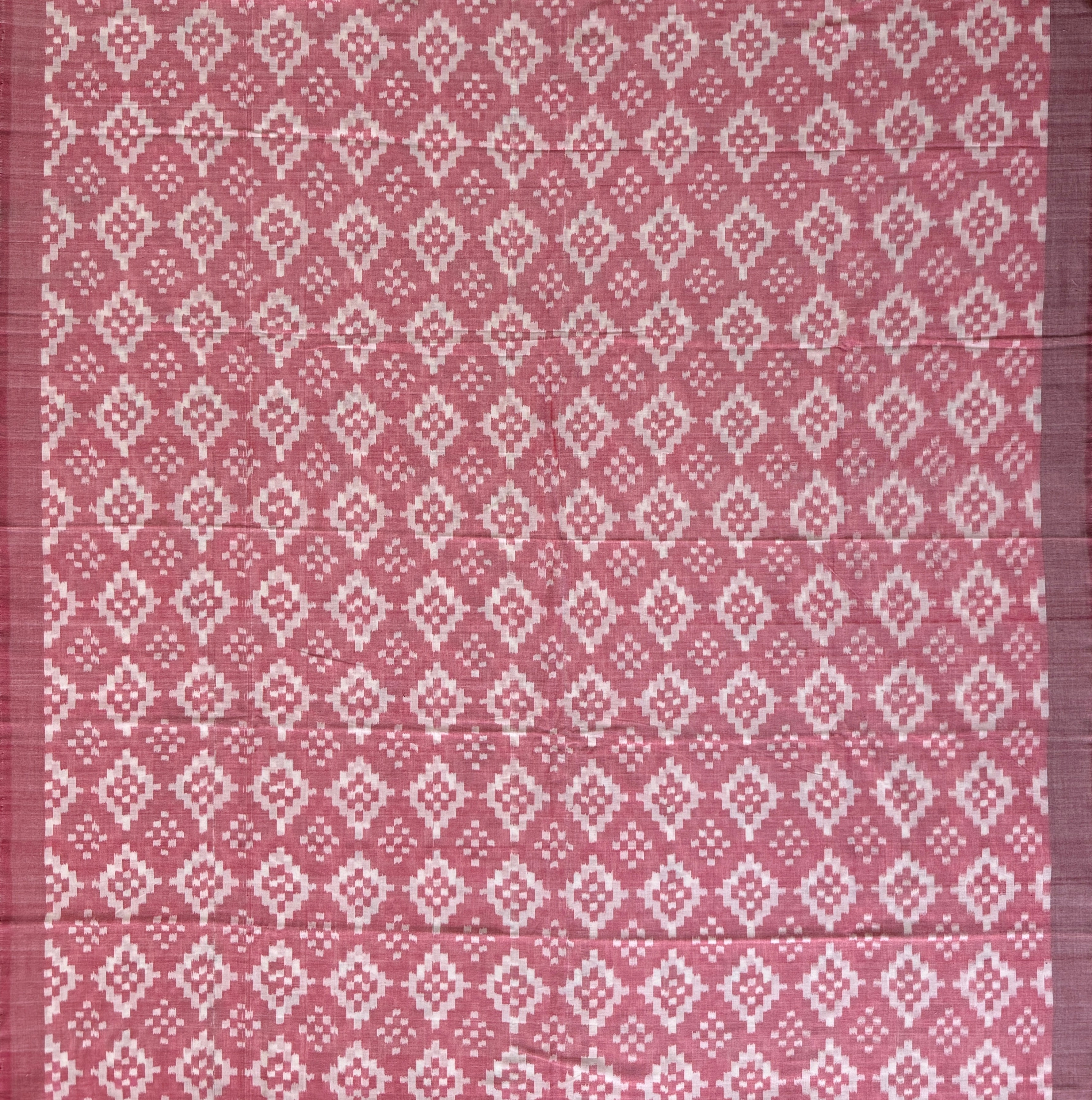 Coral Pink and Black Sambalpuri Handloom Cotton Dress Material