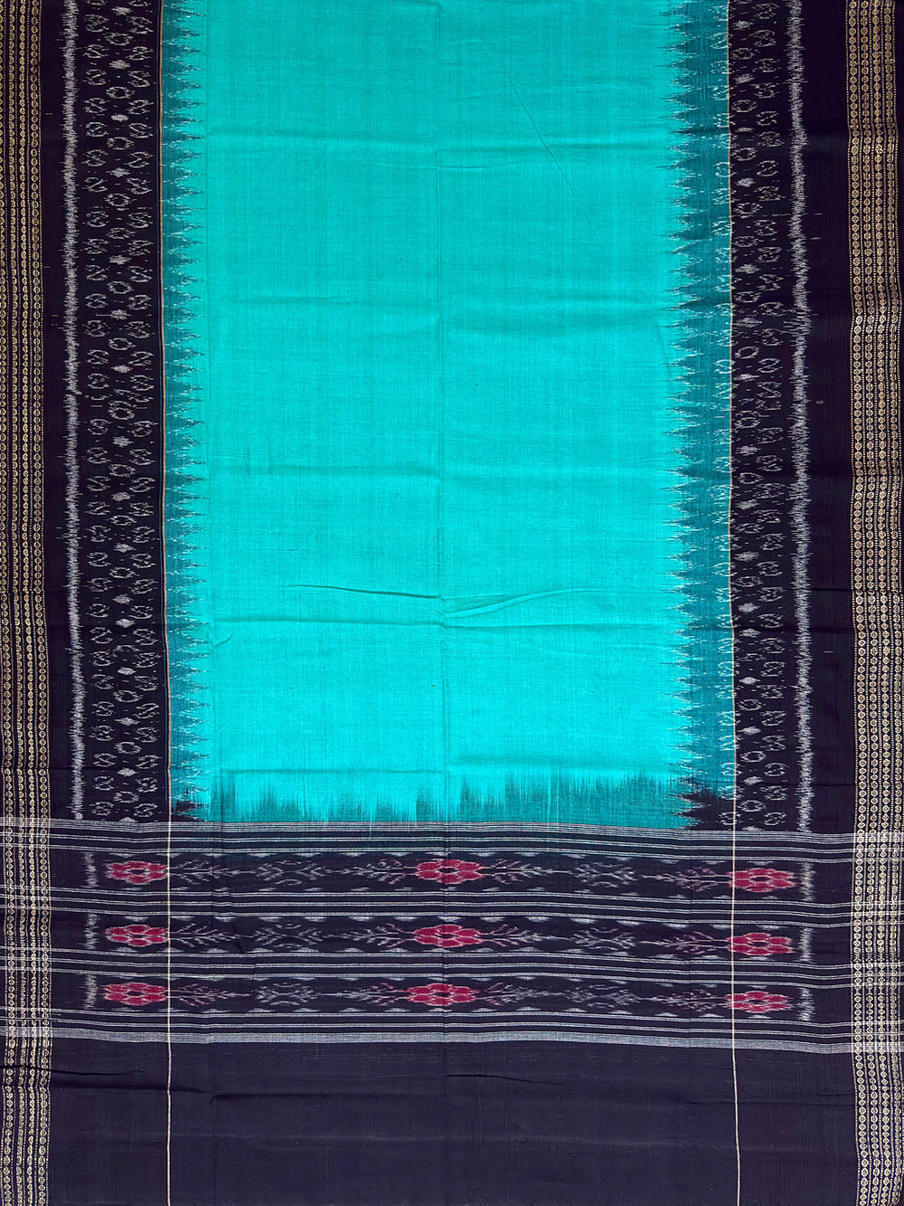 Green and Black Sambalpuri Handloom Cotton Dress Material