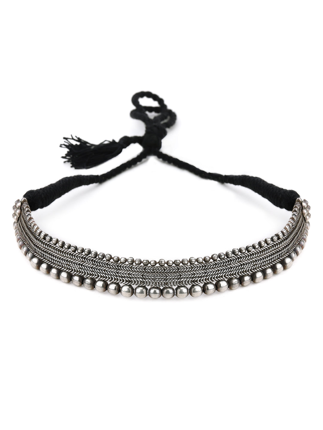 Wentra Oxidised Silver Plated  Choker